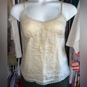 coquette lace trimmed tank with ribbon closure